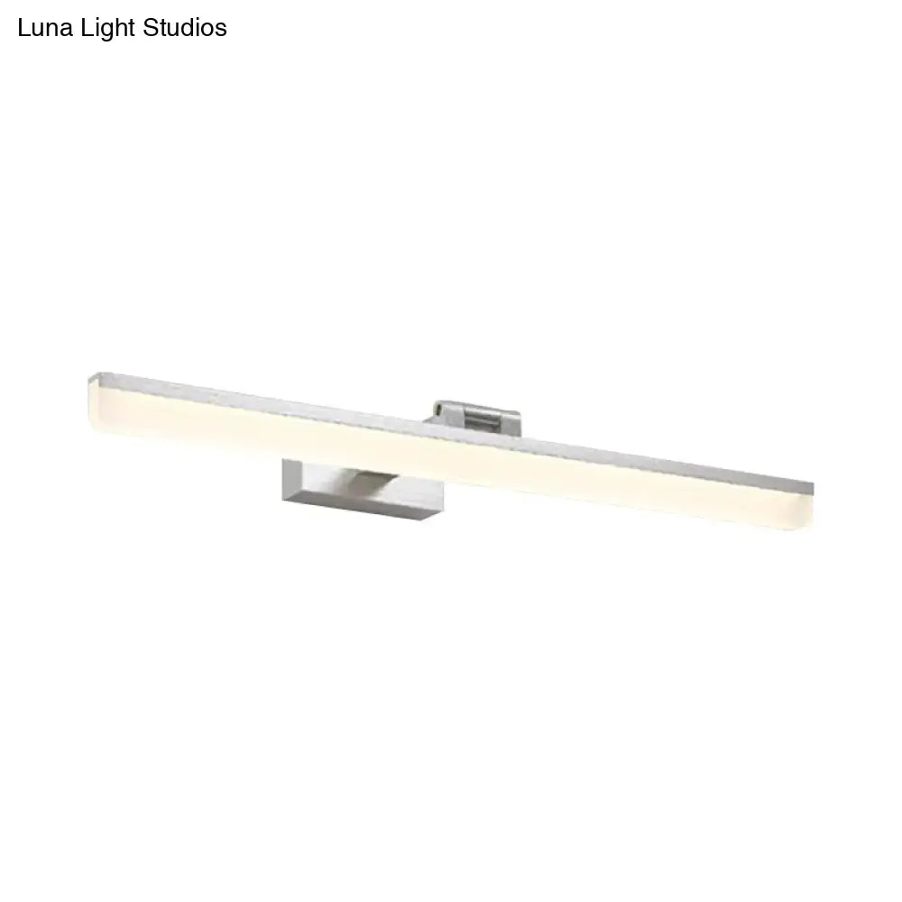 Modernist wall light with silver finish led bathroom mirror light and sleek rectangular design with warm white illumination