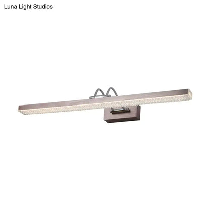 Modernist wall light with crystal led detail featuring a textured silver finish and frosted glass panel vanity sconce
