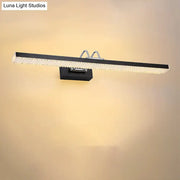 Modernist wall light with black rectangular design chrome bracket and embedded crystal led lights for bedroom vanity