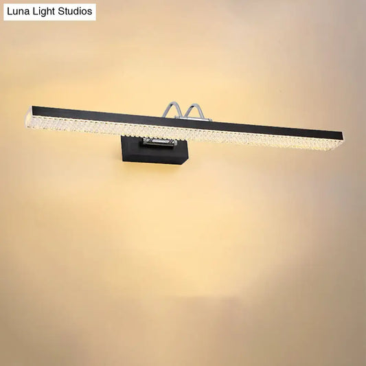 Modernist wall light with black rectangular design chrome bracket and embedded crystal led lights for bedroom vanity