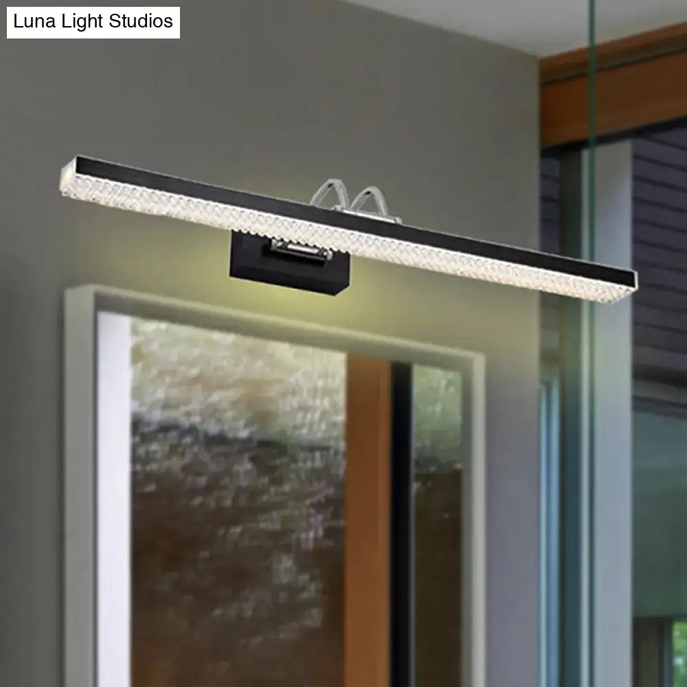Modernist wall light with black led mirror light and crystal accents designed for bedroom vanity sconce use