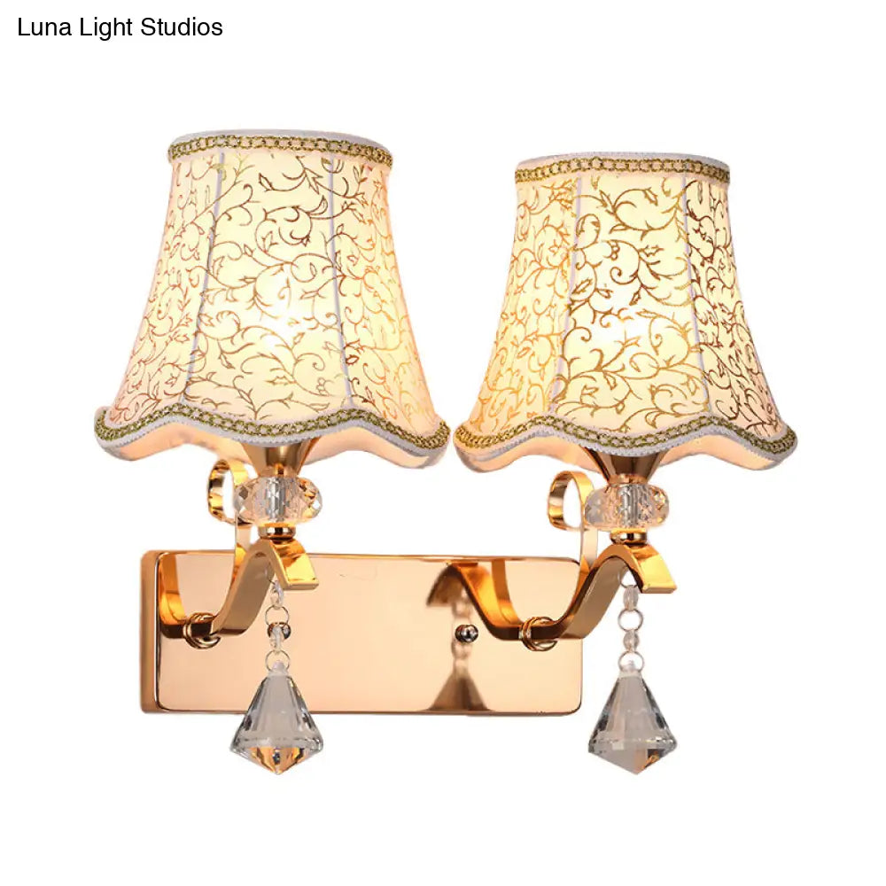 DecorBites™ DecorBites™ Modernist Wall Mount Light with Empire Fabric Shade and Dual Bulbs for Bedroom