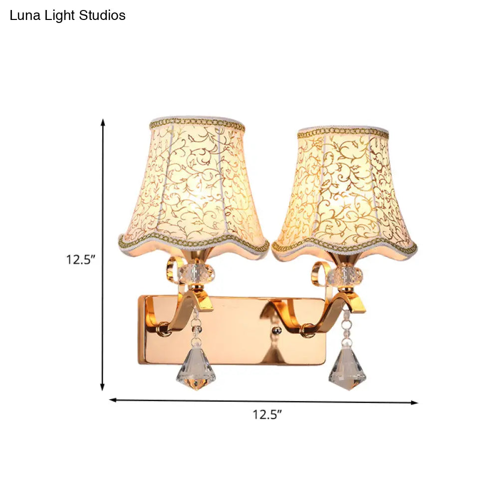 DecorBites™ DecorBites™ Modernist Wall Mount Light with Empire Fabric Shade and Dual Bulbs for Bedroom