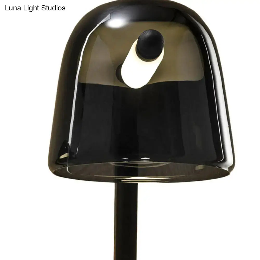 Modernist white black glass wall lamp with a black glossy glass bell-shaped shade for living room sconce lighting