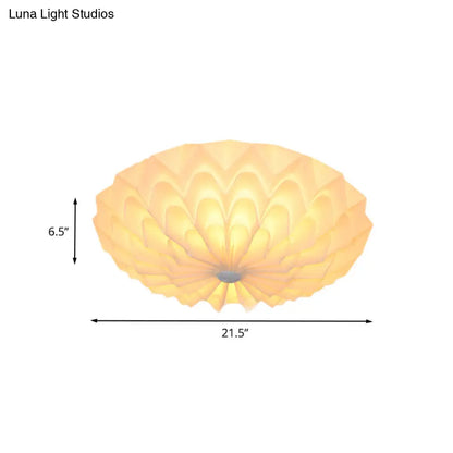 DecorBites™ DecorBites™ Modernist White Finish Flush Mount Light Fixture with Folding Bowl Acrylic Shade - 3 Heads Bedroom Flush Lamp