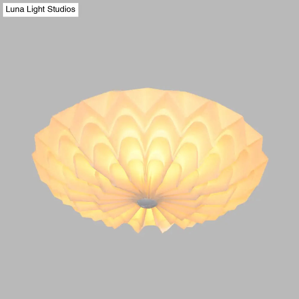 DecorBites™ DecorBites™ Modernist White Finish Flush Mount Light Fixture with Folding Bowl Acrylic Shade - 3 Heads Bedroom Flush Lamp