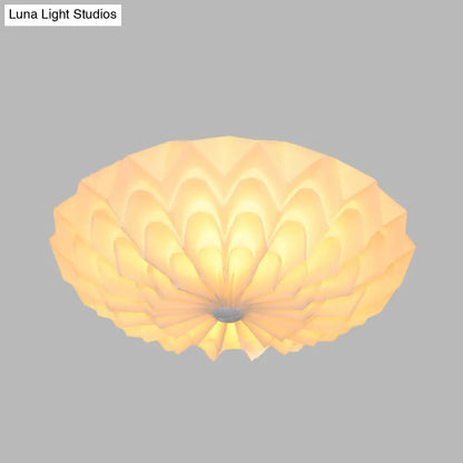 DecorBites™ DecorBites™ Modernist White Finish Flush Mount Light Fixture with Folding Bowl Acrylic Shade - 3 Heads Bedroom Flush Lamp