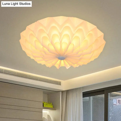 DecorBites™ DecorBites™ Modernist White Finish Flush Mount Light Fixture with Folding Bowl Acrylic Shade - 3 Heads Bedroom Flush Lamp