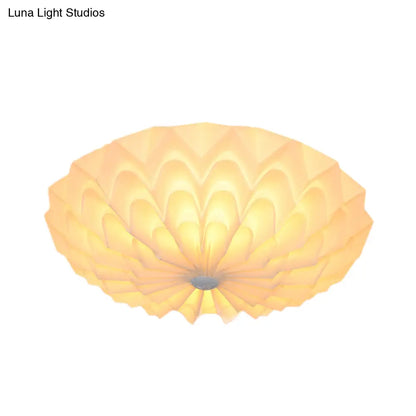 DecorBites™ DecorBites™ Modernist White Finish Flush Mount Light Fixture with Folding Bowl Acrylic Shade - 3 Heads Bedroom Flush Lamp