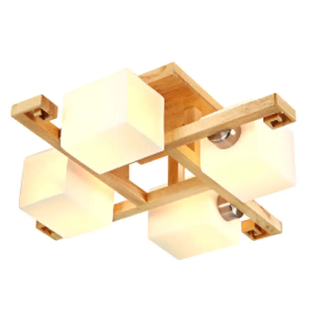 DecorBites™ DecorBites™ Modernist White Glass Flush Mount Ceiling Light for Living Room - Stylish Splicing Squares Design