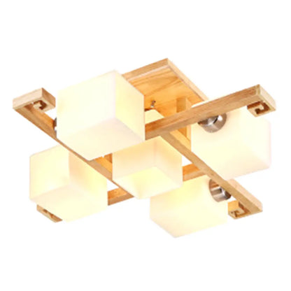 DecorBites™ DecorBites™ Modernist White Glass Flush Mount Ceiling Light for Living Room - Stylish Splicing Squares Design