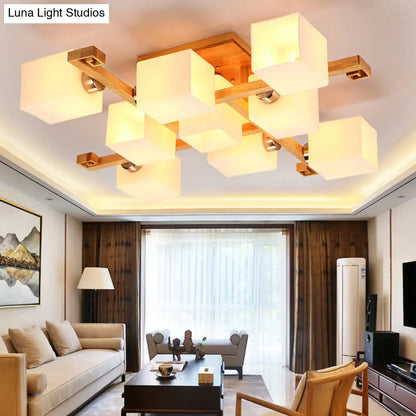 DecorBites™ DecorBites™ Modernist White Glass Flush Mount Ceiling Light for Living Room - Stylish Splicing Squares Design