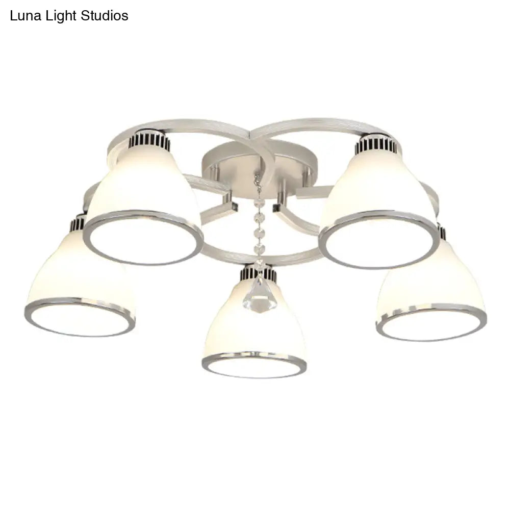 DecorBites™ Lámpara de techo semiempotrada de cristal blanco modernista para dormitorios