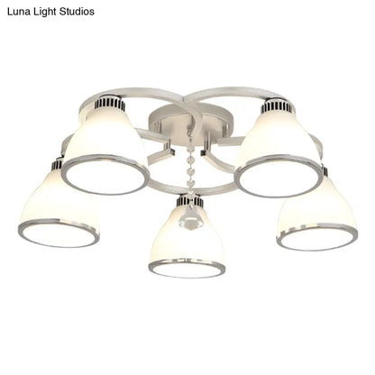 DecorBites™ Lámpara de techo semiempotrada de cristal blanco modernista para dormitorios