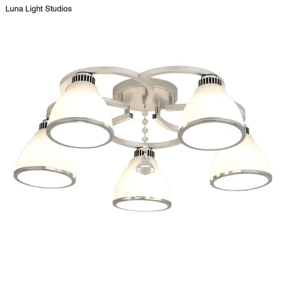 DecorBites™ Lámpara de techo semiempotrada de cristal blanco modernista para dormitorios