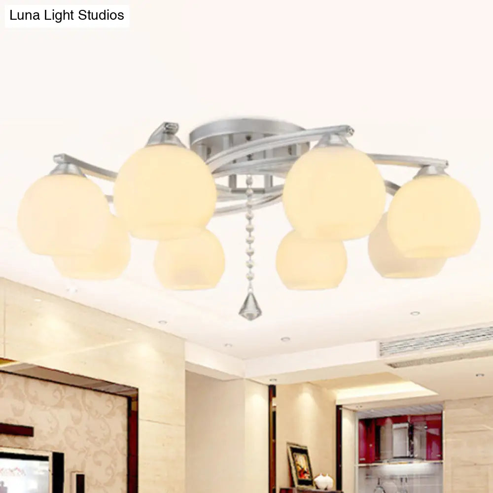 DecorBites™ Lámpara de techo semiempotrada de cristal blanco modernista para dormitorios