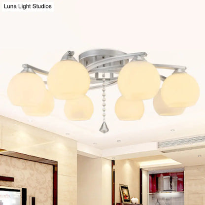 DecorBites™ Lámpara de techo semiempotrada de cristal blanco modernista para dormitorios