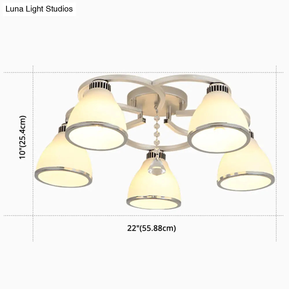 DecorBites™ Lámpara de techo semiempotrada de cristal blanco modernista para dormitorios