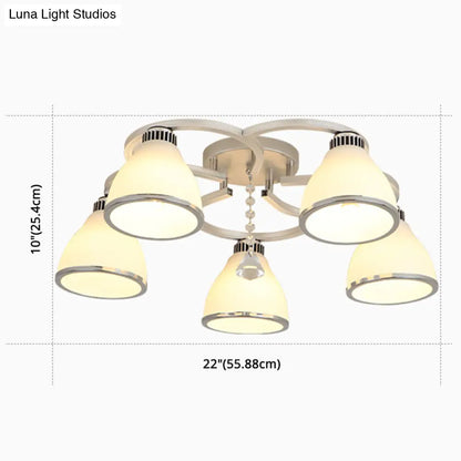 DecorBites™ Lámpara de techo semiempotrada de cristal blanco modernista para dormitorios