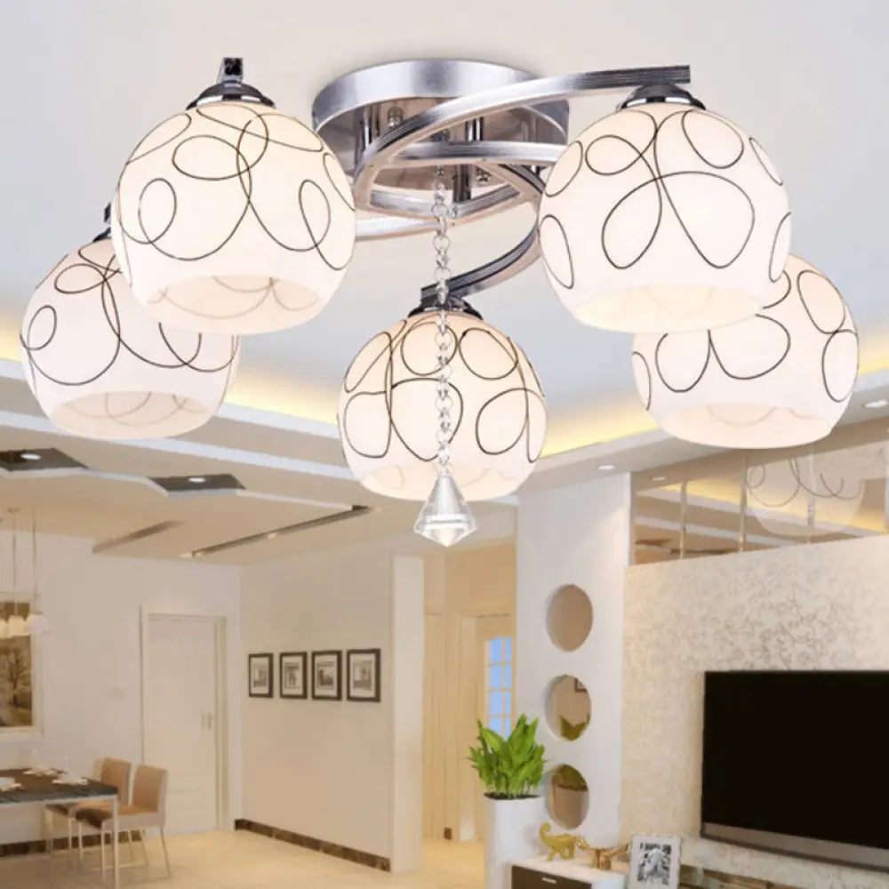 DecorBites™ Lámpara de techo semiempotrada de cristal blanco modernista para dormitorios