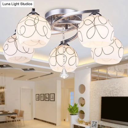 DecorBites™ Lámpara de techo semiempotrada de cristal blanco modernista para dormitorios