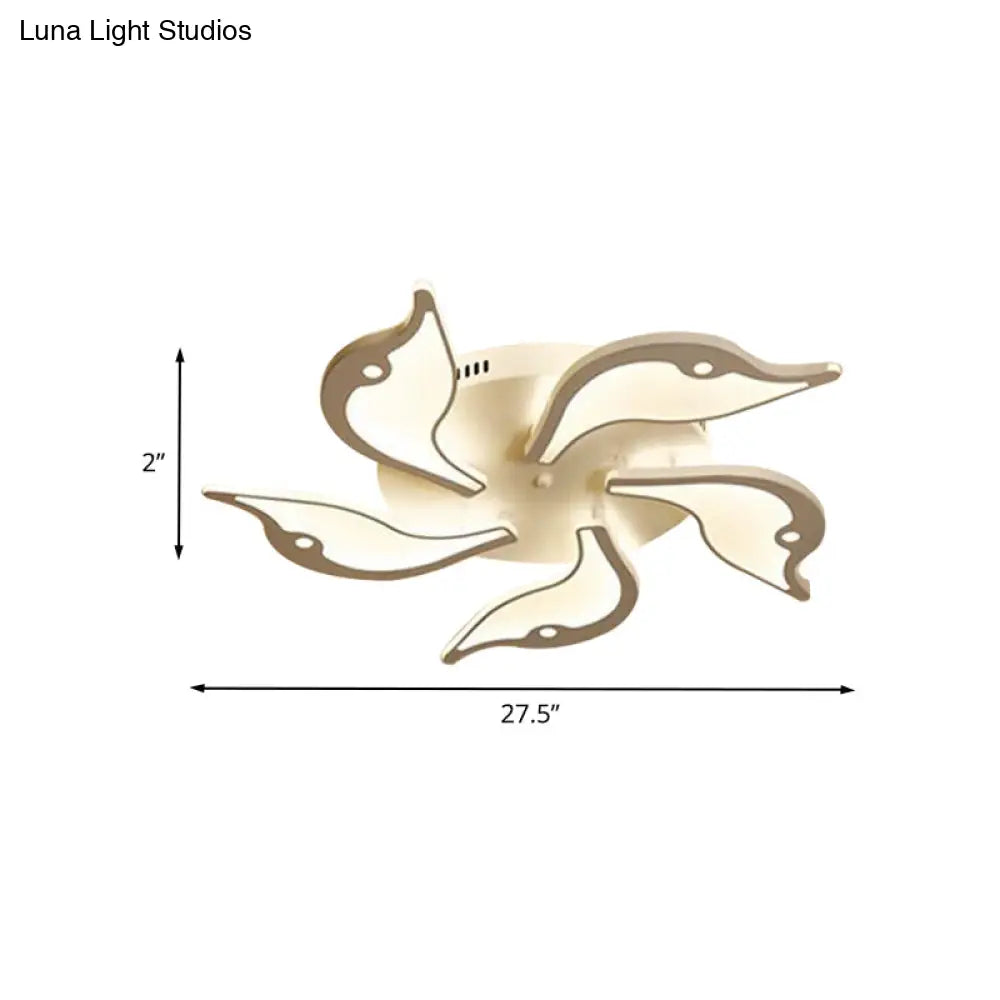 DecorBites™ DecorBites™ Modernist White LED Ceiling Light for Bedroom - Acrylic Flush Mount Fixture in Warm/White Light - 23.5"/27.5" Wide