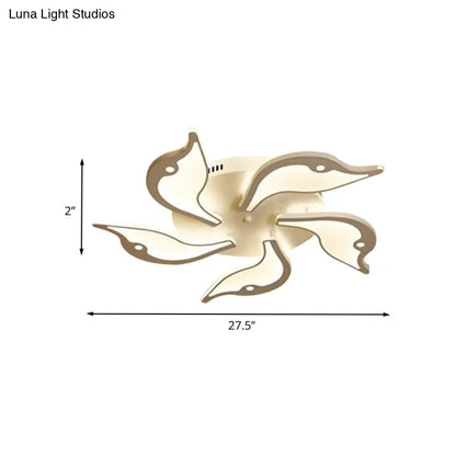 DecorBites™ DecorBites™ Modernist White LED Ceiling Light for Bedroom - Acrylic Flush Mount Fixture in Warm/White Light - 23.5"/27.5" Wide