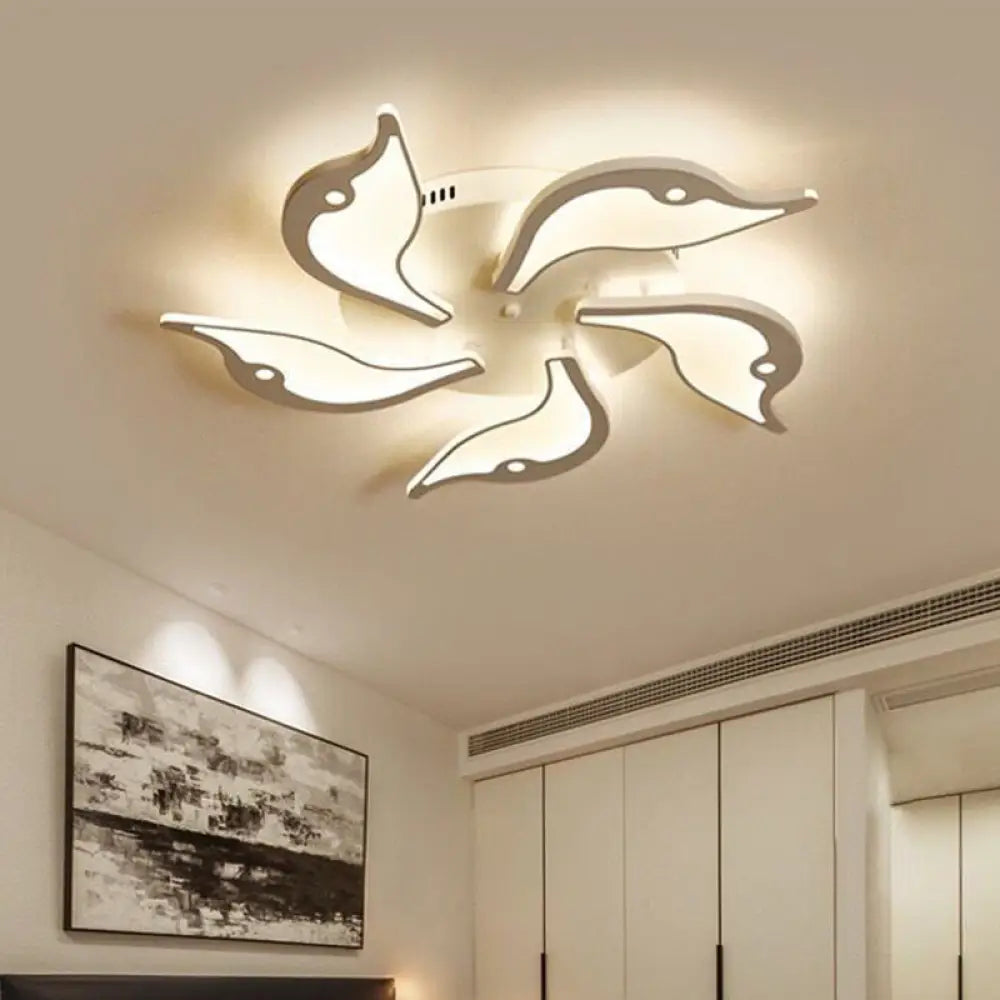 DecorBites™ DecorBites™ Modernist White LED Ceiling Light for Bedroom - Acrylic Flush Mount Fixture in Warm/White Light - 23.5"/27.5" Wide