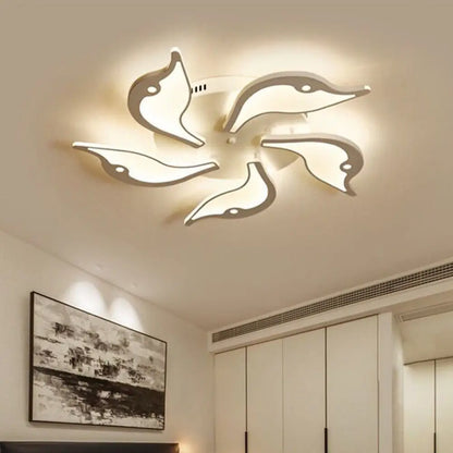DecorBites™ DecorBites™ Modernist White LED Ceiling Light for Bedroom - Acrylic Flush Mount Fixture in Warm/White Light - 23.5"/27.5" Wide