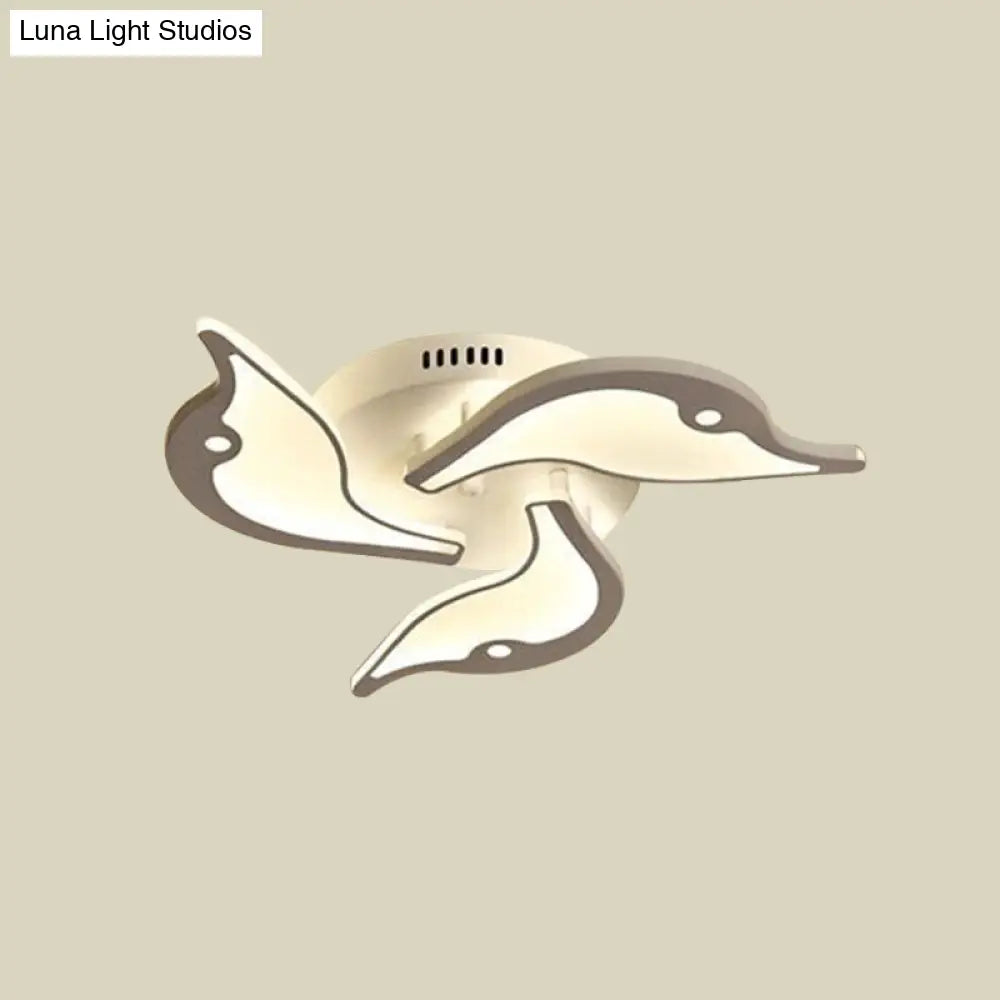 DecorBites™ DecorBites™ Modernist White LED Ceiling Light for Bedroom - Acrylic Flush Mount Fixture in Warm/White Light - 23.5"/27.5" Wide