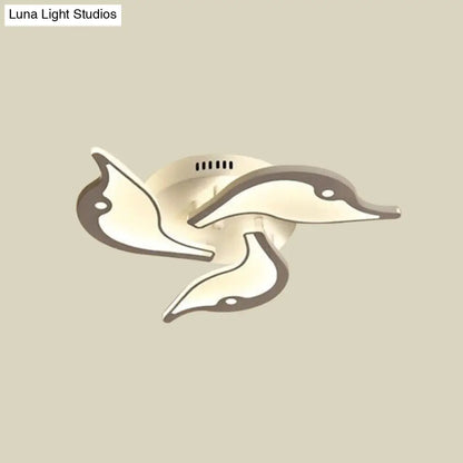 DecorBites™ DecorBites™ Modernist White LED Ceiling Light for Bedroom - Acrylic Flush Mount Fixture in Warm/White Light - 23.5"/27.5" Wide