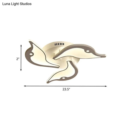 DecorBites™ DecorBites™ Modernist White LED Ceiling Light for Bedroom - Acrylic Flush Mount Fixture in Warm/White Light - 23.5"/27.5" Wide