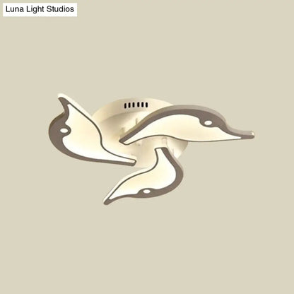 DecorBites™ DecorBites™ Modernist White LED Ceiling Light for Bedroom - Acrylic Flush Mount Fixture in Warm/White Light - 23.5"/27.5" Wide