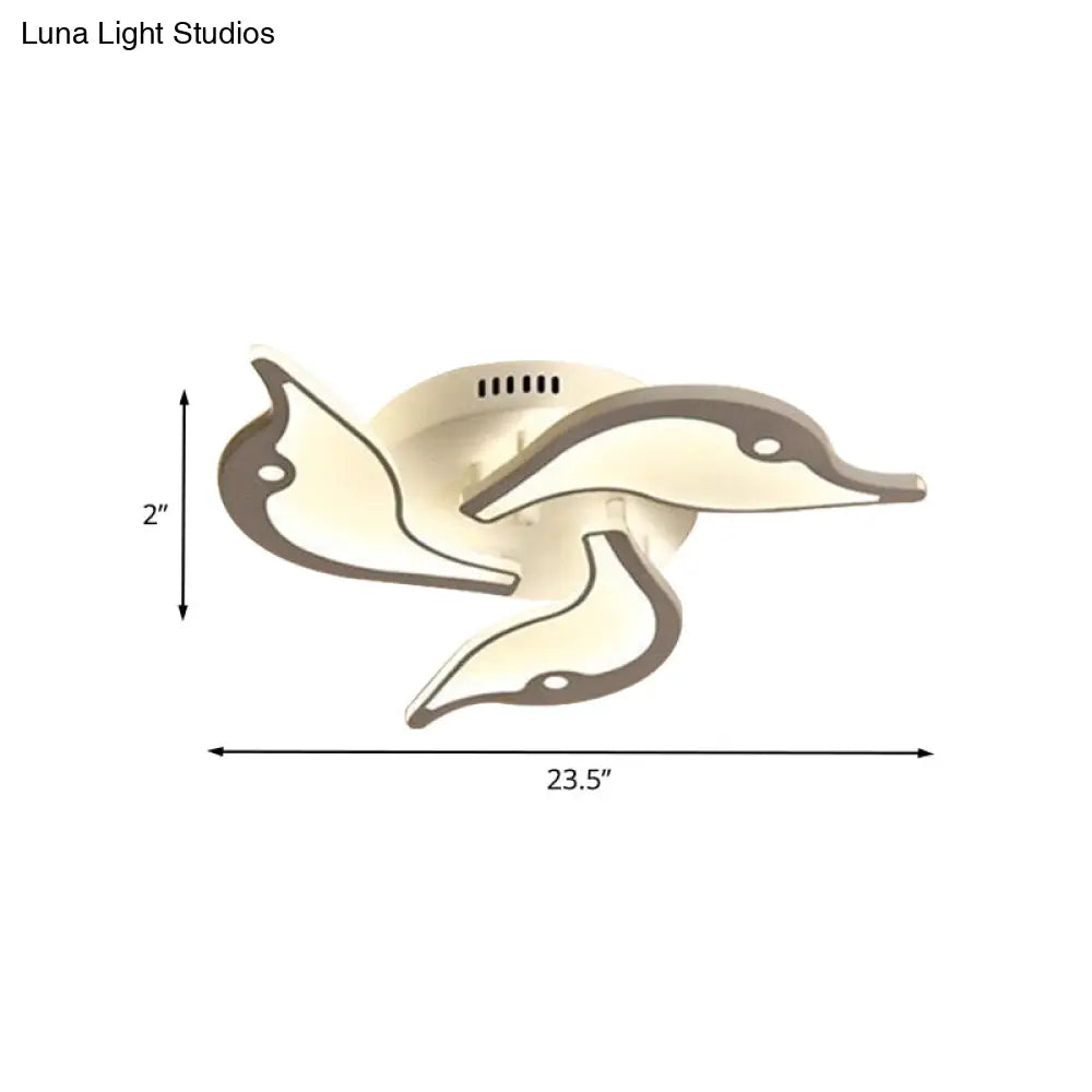 DecorBites™ DecorBites™ Modernist White LED Ceiling Light for Bedroom - Acrylic Flush Mount Fixture in Warm/White Light - 23.5"/27.5" Wide