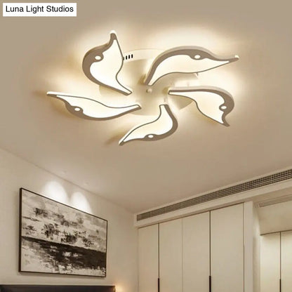 DecorBites™ DecorBites™ Modernist White LED Ceiling Light for Bedroom - Acrylic Flush Mount Fixture in Warm/White Light - 23.5"/27.5" Wide