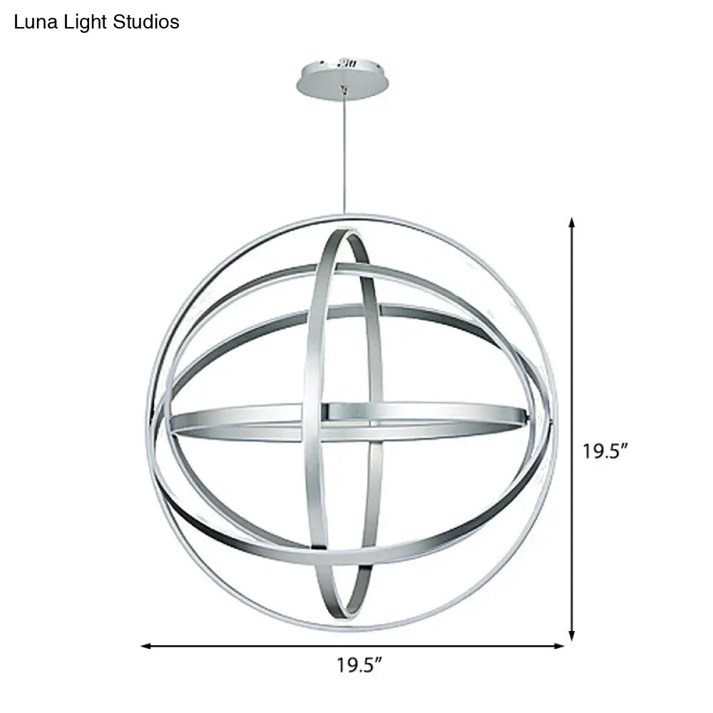 Lámpara de techo colgante moderna con forma de globo acrílico - 49,5 cm de ancho, 1 luz, blanca