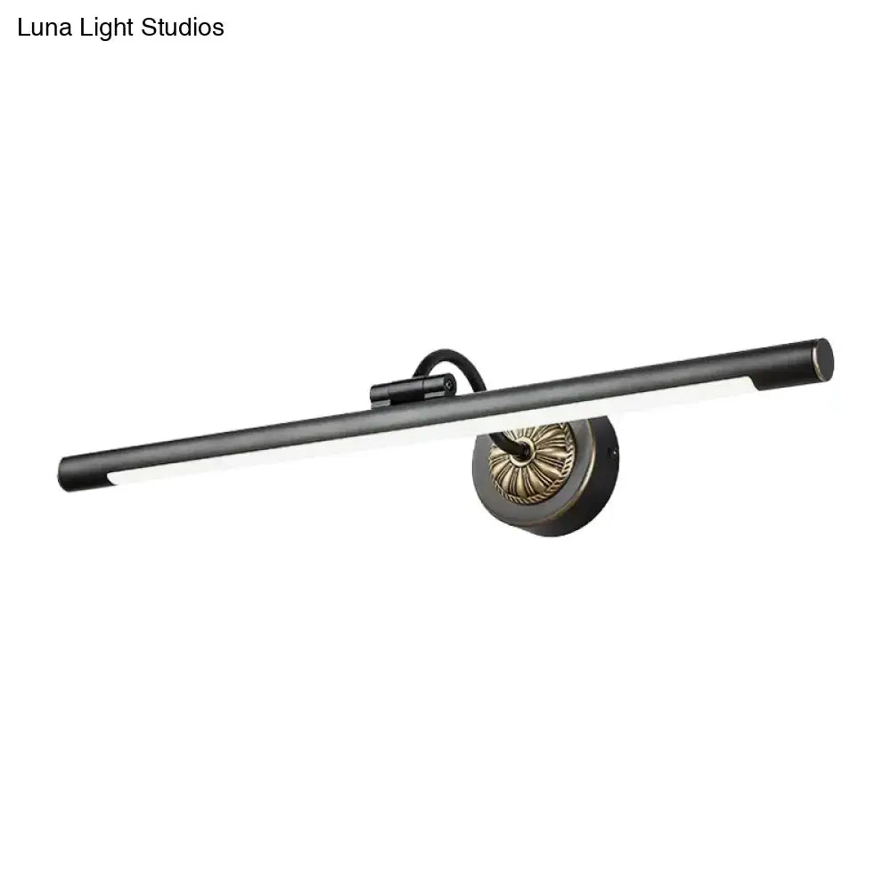Modish black matte wall lamp with vintage brass accent plate swing arm vanity mirror light maximum bulb wattage included