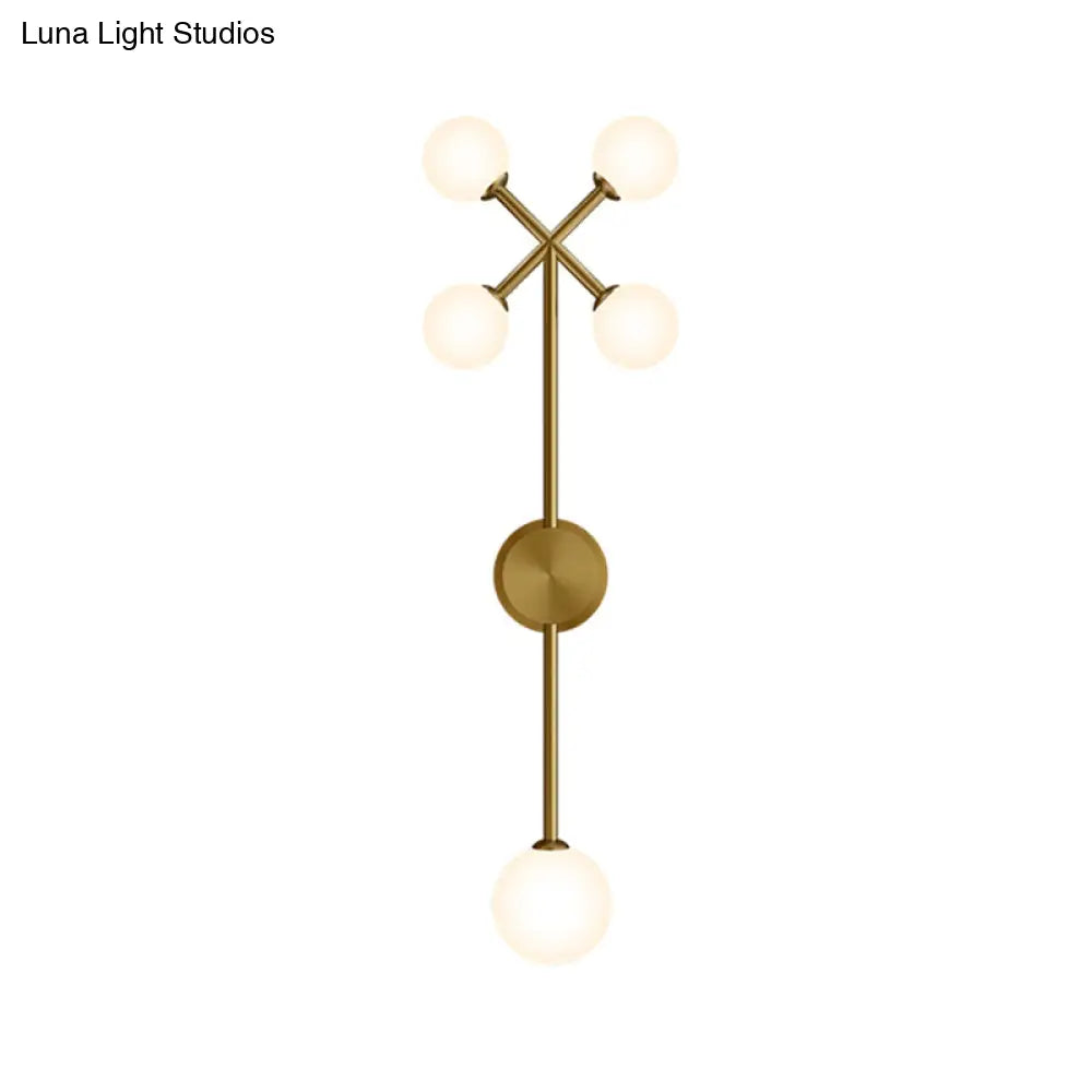 DecorBites™ DecorBites™ Modo Cream Glass Wall Lamp Sconce - Postmodern 5-Light Gold Pencil Arm Fixture
