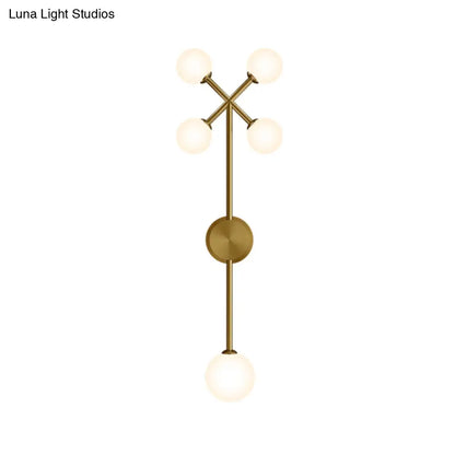 DecorBites™ DecorBites™ Modo Cream Glass Wall Lamp Sconce - Postmodern 5-Light Gold Pencil Arm Fixture