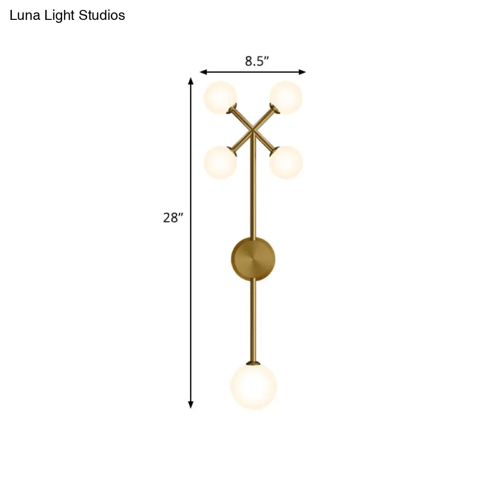 DecorBites™ DecorBites™ Modo Cream Glass Wall Lamp Sconce - Postmodern 5-Light Gold Pencil Arm Fixture