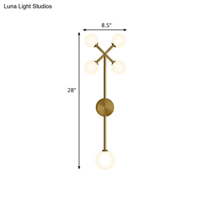 DecorBites™ DecorBites™ Modo Cream Glass Wall Lamp Sconce - Postmodern 5-Light Gold Pencil Arm Fixture