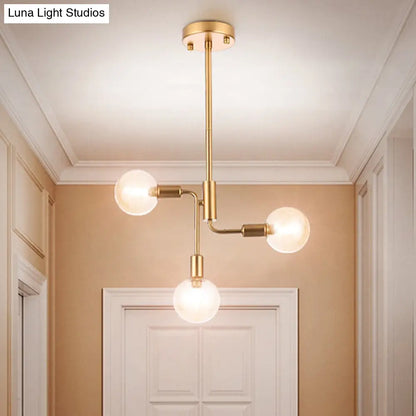 Molecular Cognac Glass Semi Flush Ceiling Light - Gold Finish