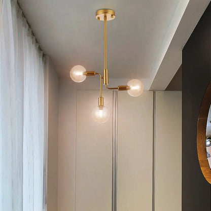 Molecular Cognac Glass Semi Flush Ceiling Light - Gold Finish