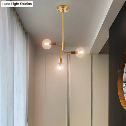 Molecular Cognac Glass Semi Flush Ceiling Light - Gold Finish