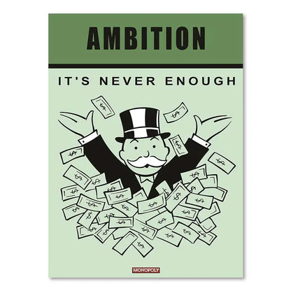 Monopoly Millionaire Cartoon Canvas Wall Art - 40x50cm No Frame / S8TM0003-05 - Posters