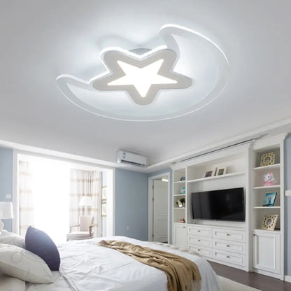 DecorBites™ DecorBites™ Moon and Star LED Ceiling Light with Modern White Finish - Perfect for Kid's Bedroom