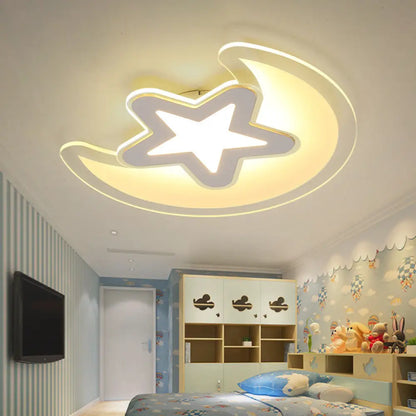 DecorBites™ DecorBites™ Moon and Star LED Ceiling Light with Modern White Finish - Perfect for Kid's Bedroom