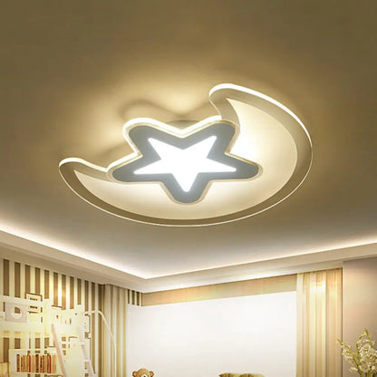 DecorBites™ DecorBites™ Moon and Star LED Ceiling Light with Modern White Finish - Perfect for Kid's Bedroom