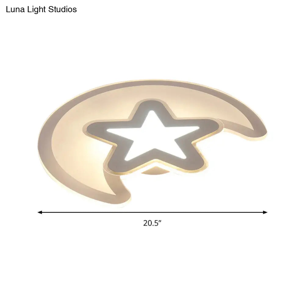 DecorBites™ DecorBites™ Moon and Star LED Ceiling Light with Modern White Finish - Perfect for Kid's Bedroom