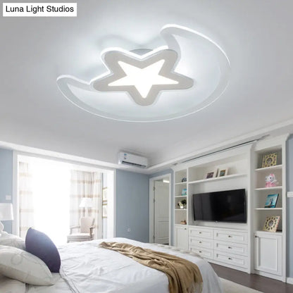 DecorBites™ DecorBites™ Moon and Star LED Ceiling Light with Modern White Finish - Perfect for Kid's Bedroom